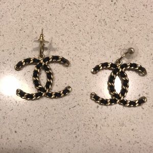 Authentic Chanel Logo Earrings
